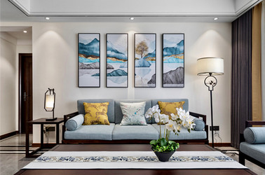  新中式风格-国信世家-三室两厅-140平-装修实景效果图