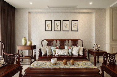 新中式-玉兰花园-三室两厅-140平-装修效果实景图