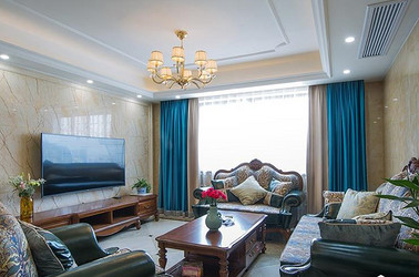 美式风格-红豆香江豪庭-三室两厅- 124 平-装修效果实景图