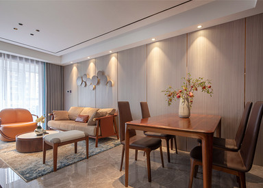 新中式风格-时代上城年华里-两室两厅-89平-装修实景效果图