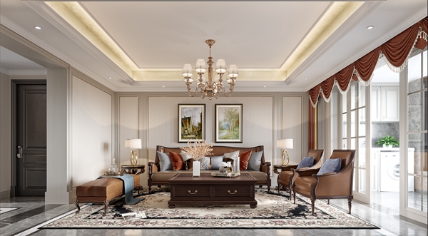 美式风格-金洋奥澜-三室两厅-150平-装修效果图