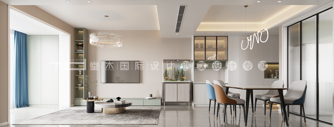 现代风格-中洲·崇悦府-两室两厅-80平-装修效果图  