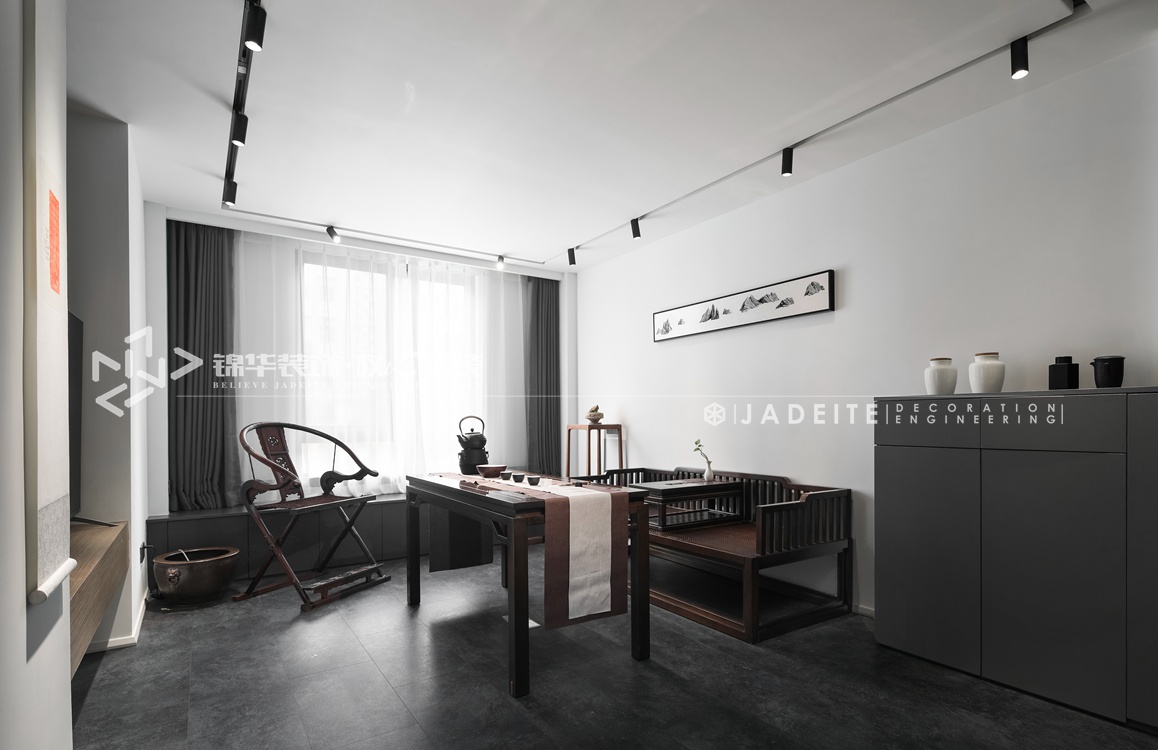 现代中式-清扬新村-两室一厅-75平-装修实景效果图   