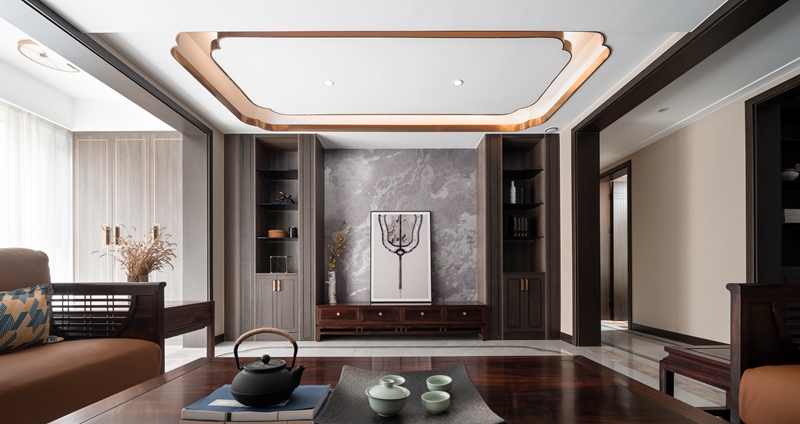 新中式风格-时代上城-四室两厅-160平-装修实景效果图
