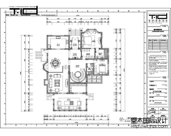 新中式风格-印象剑桥-别墅-500平-户型图-装修效果实景图