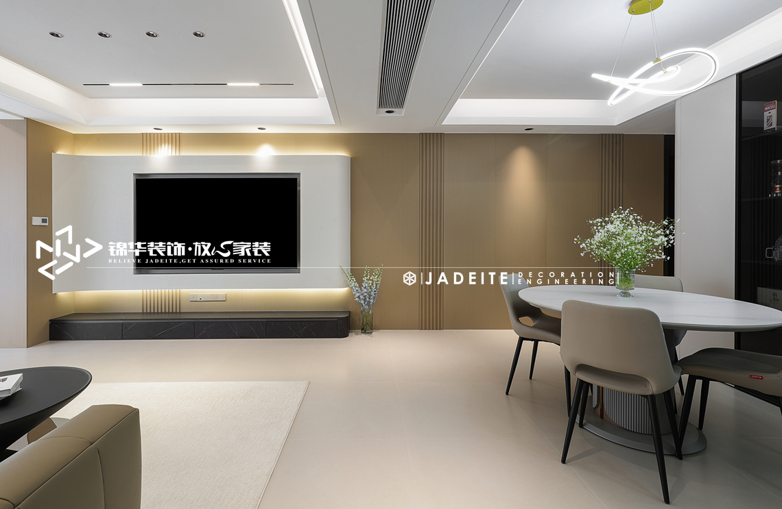暖调简约-华发中央首府-三室两厅一厨两卫-129㎡-装修实景图装修-三室两厅-现代简约