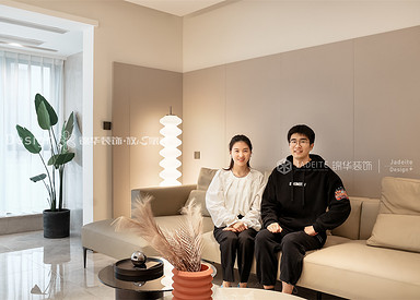 现代奶油-雅居乐-三室两厅-135㎡-装修实景图 