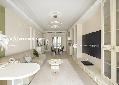 轻法式风-翡翠文华-三室两厅一厨二卫-125㎡-装修实景图