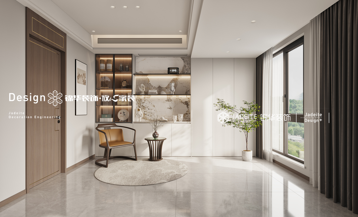 新中式风-天敔湾-四室两厅两卫-300㎡-装修效果图装修-四室两厅-新中式