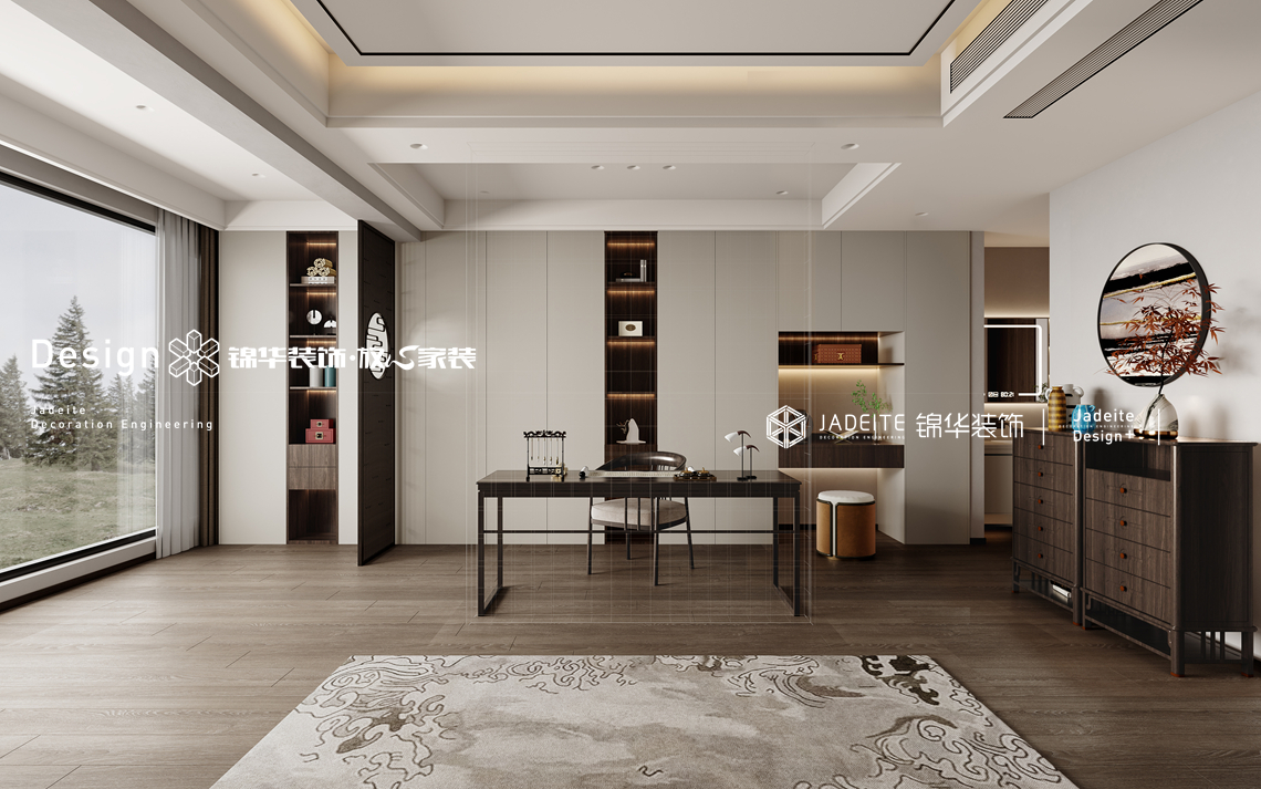 新中式风-天敔湾-四室两厅两卫-300㎡-装修效果图装修-四室两厅-新中式