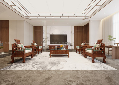 中式风格-龙山豪庭-别墅-1000平-装修效果图