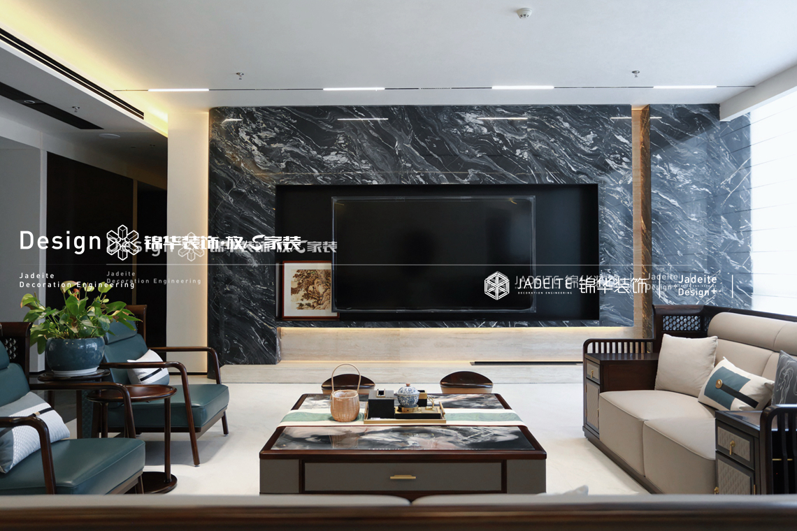 新中式-融汇大厦-四室两厅三卫-500平-装修实景图装修-别墅-新中式