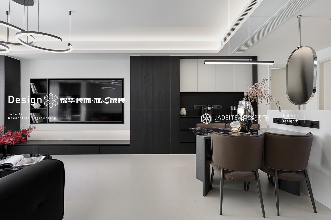 黑白现代-华君湖湾-三室两厅两卫-108平-装修实景图装修-三室两厅-现代简约