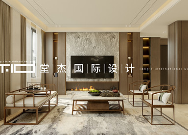  新中式-山水湖滨-独栋别墅-920㎡-装修效果图