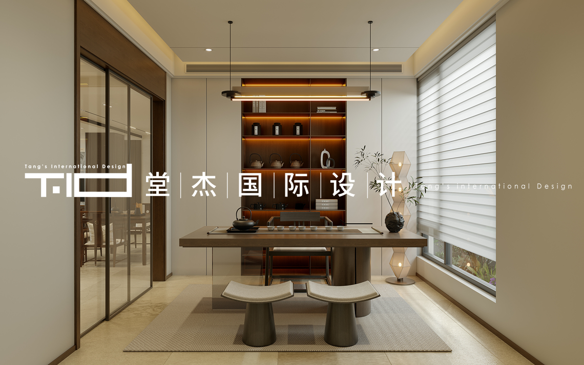  新中式-山水湖滨-独栋别墅-920㎡-装修效果图装修-别墅-新中式