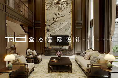 美式风格-中堂院墅-联排别墅-450㎡-装修效果图