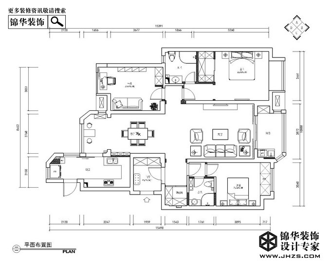 美式风格-滨湖花园-三室两厅-140㎡装修-三室两厅-美式田园