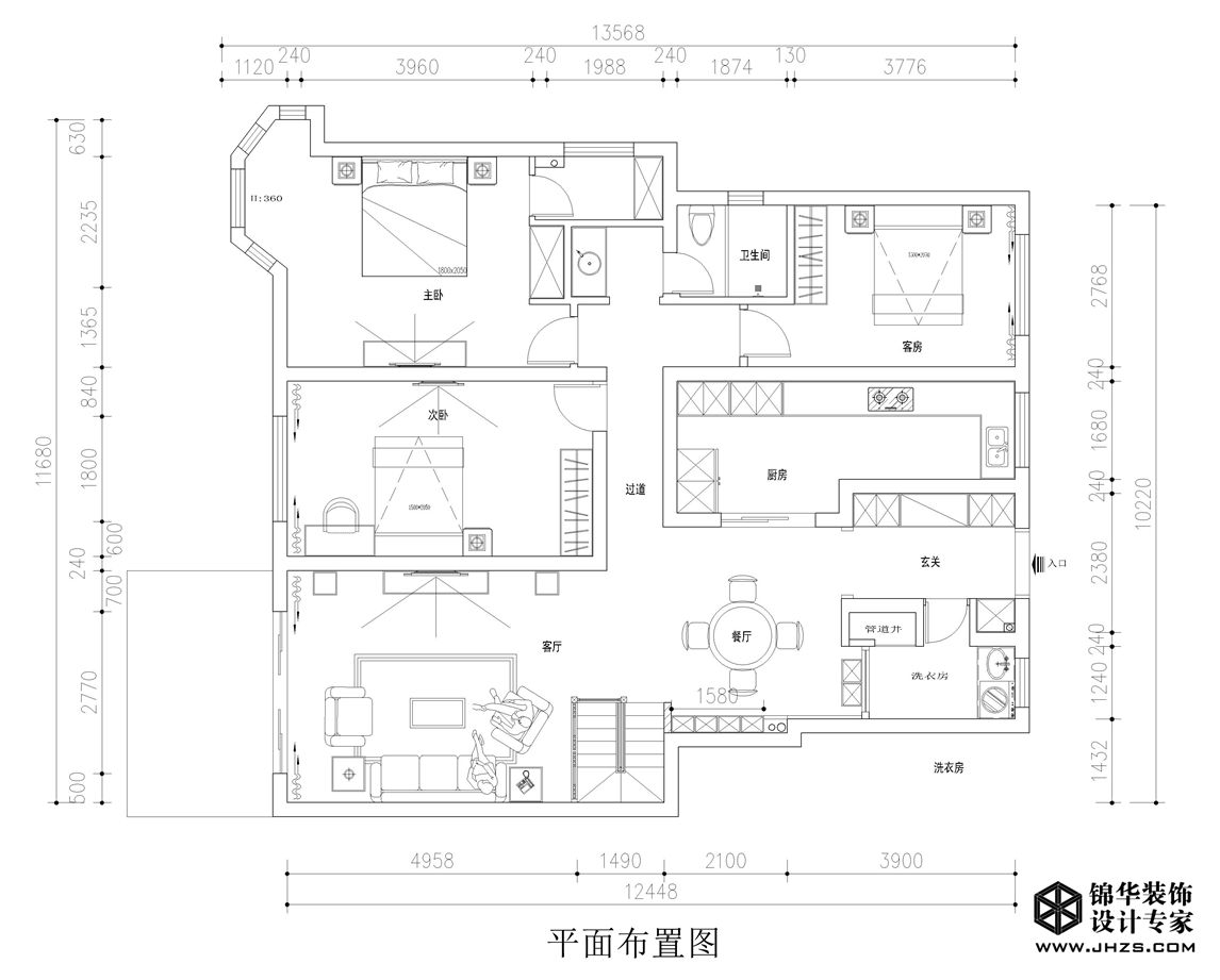 新中式风格-万悦城-三室两厅-190㎡装修-三室两厅-新中式