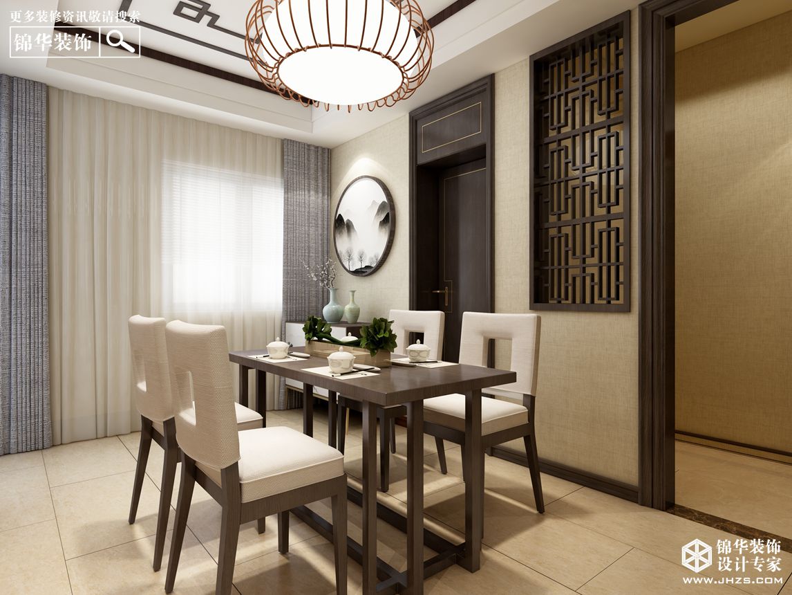 新中式风格-锦绣湖畔-三室两厅-130㎡-装修实景效果图装修-三室两厅-新中式
