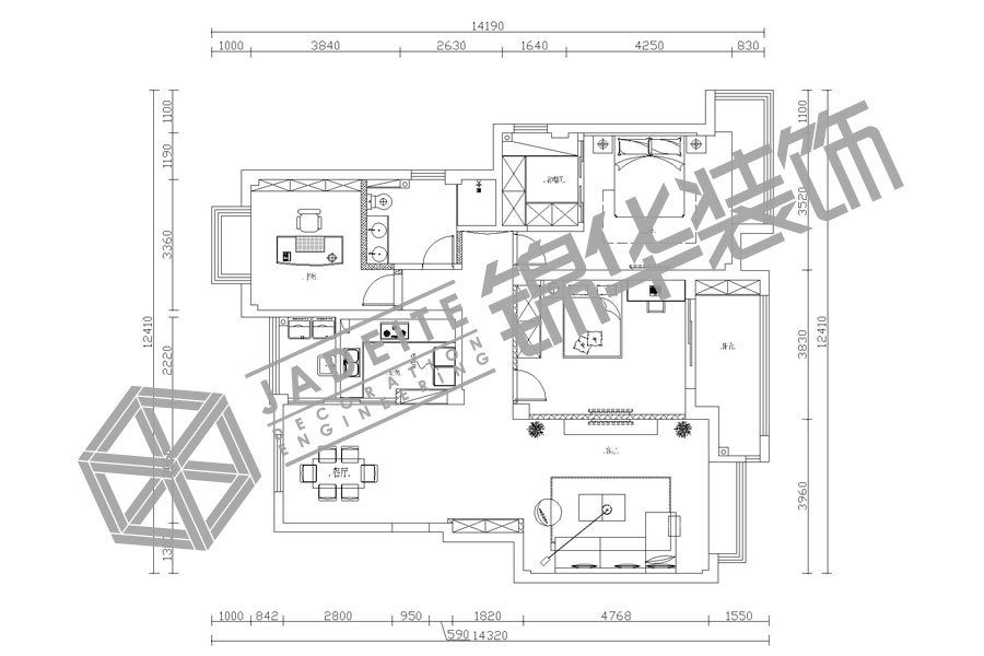 简约欧式-汇景新城-两室一厅-135㎡装修实景效果图装修-两室一厅-简欧