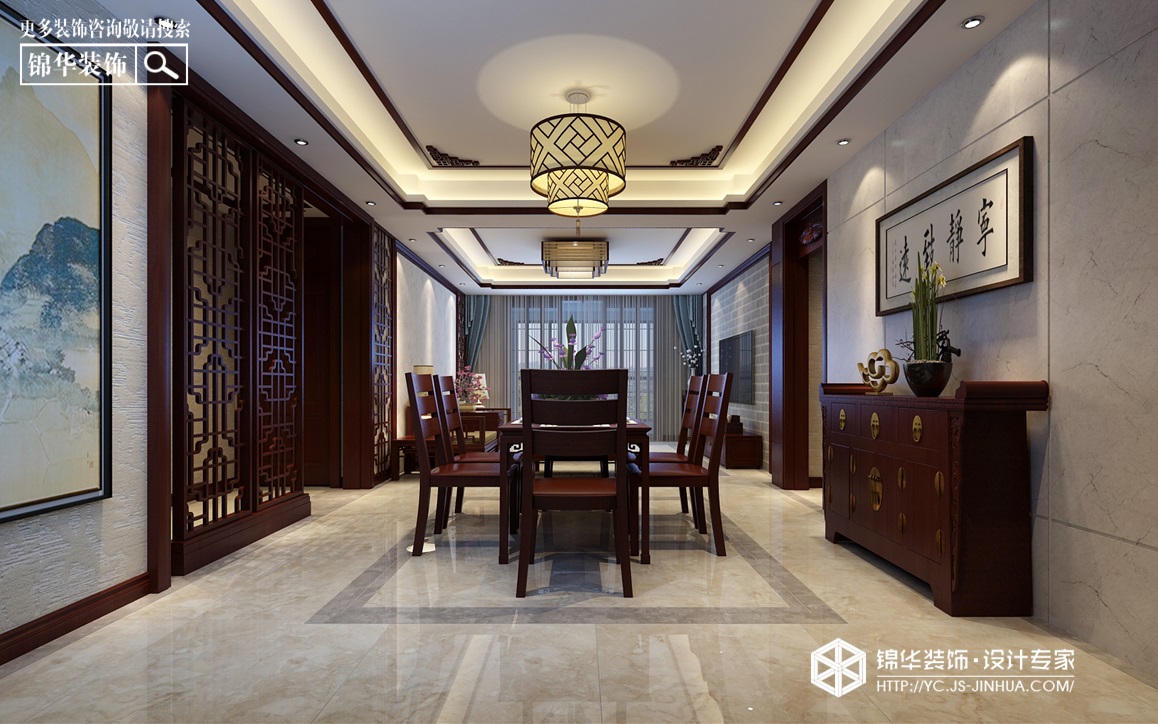 新中式风格-悦珑湾-三室两厅-130㎡装修实景效果图装修-三室两厅-新中式