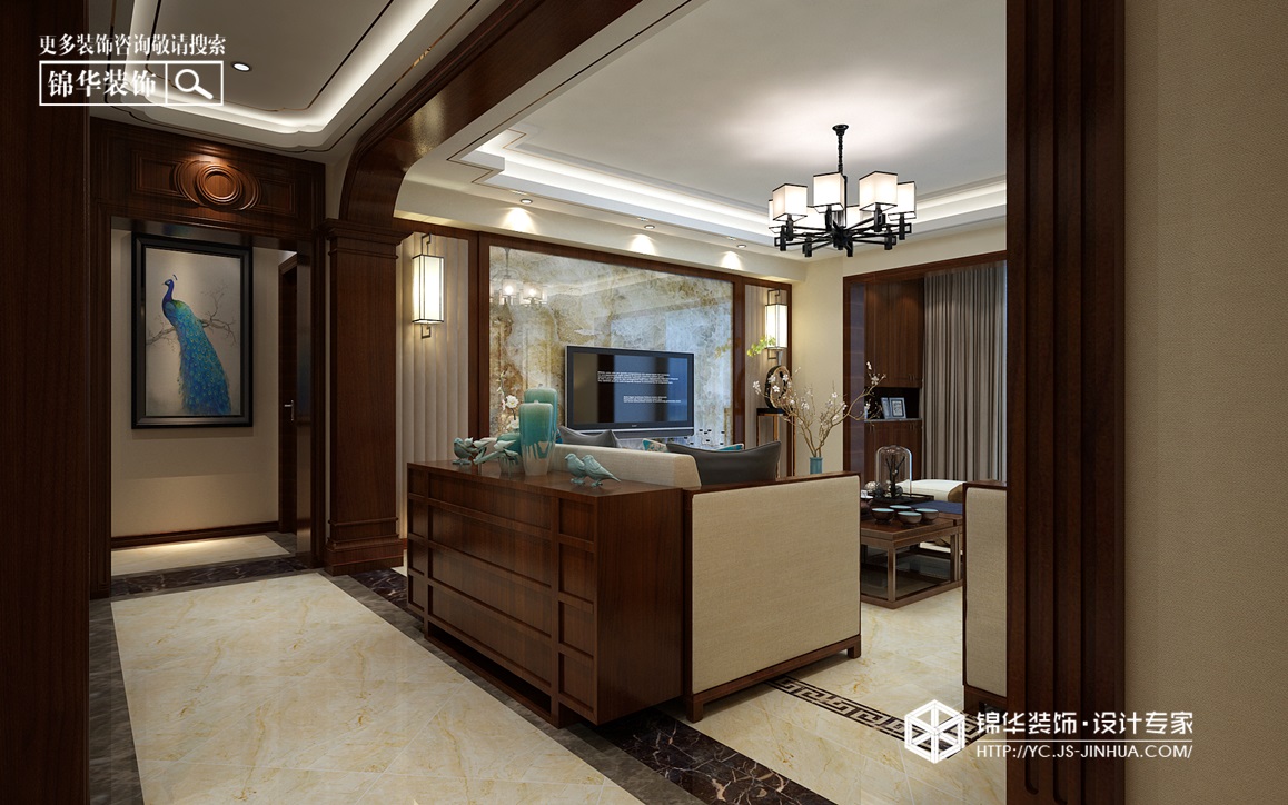 新中式风格-紫薇花园-三室两厅-140㎡装修实景效果图装修-四室两厅-新中式