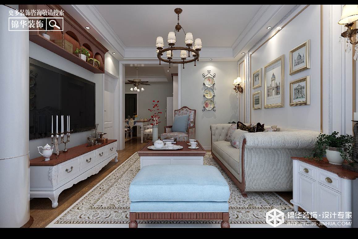 美式风格-登达新天地-公寓-80㎡装修实景效果图装修-两室一厅-简美