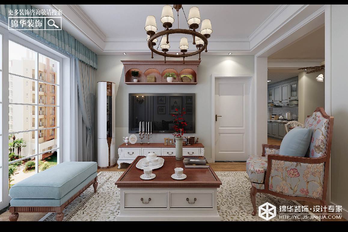 美式风格-登达新天地-公寓-80㎡装修实景效果图装修-两室一厅-简美
