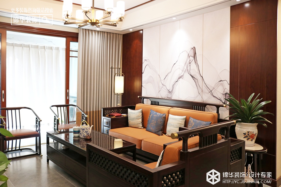 新中式风格-中海万锦园-三室两厅-140㎡装修实景效果图