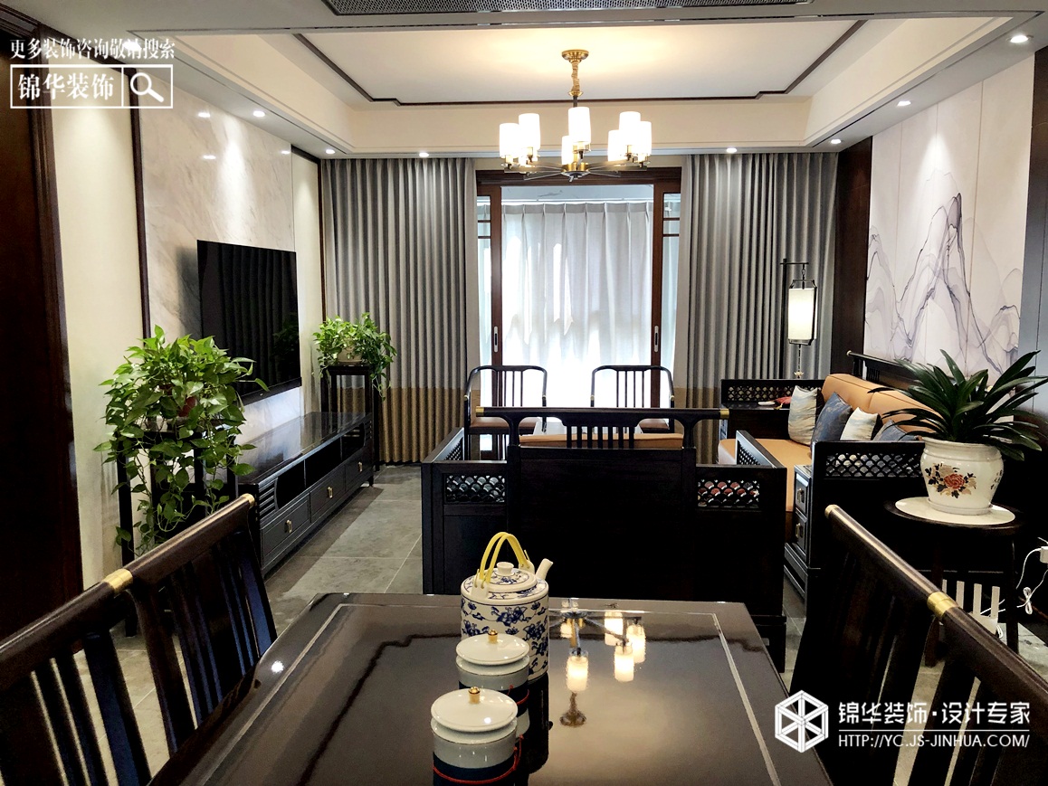 新中式风格-中海万锦园-三室两厅-140㎡装修实景效果图装修-三室两厅-新中式