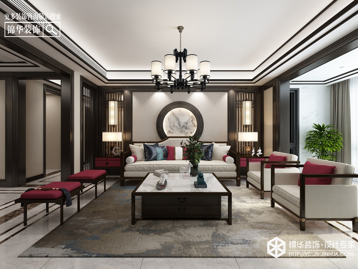 新中式风格-凤鸣缇香--三室两厅-169㎡装修实景效果图装修-三室两厅-新中式