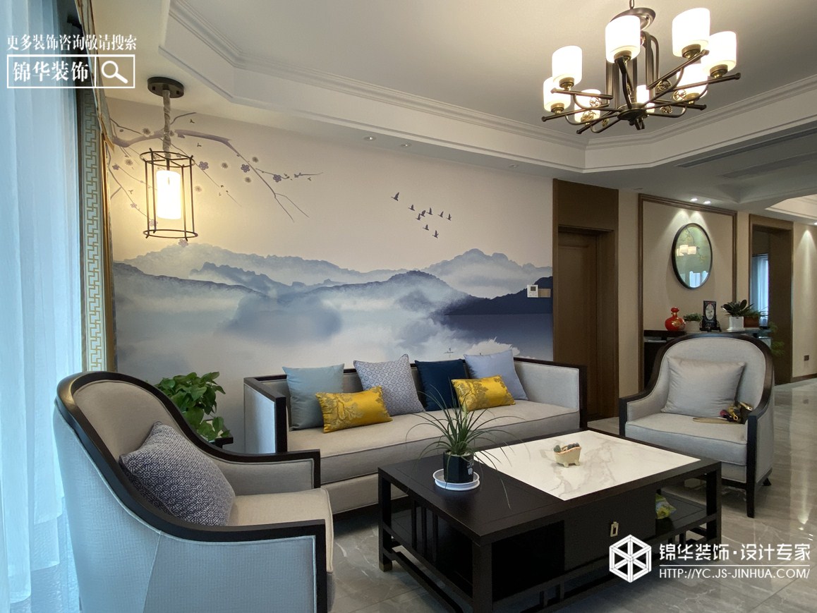 新中式风格-逸景倾城-三室两厅-135㎡装修实景效果图装修-三室两厅-新中式