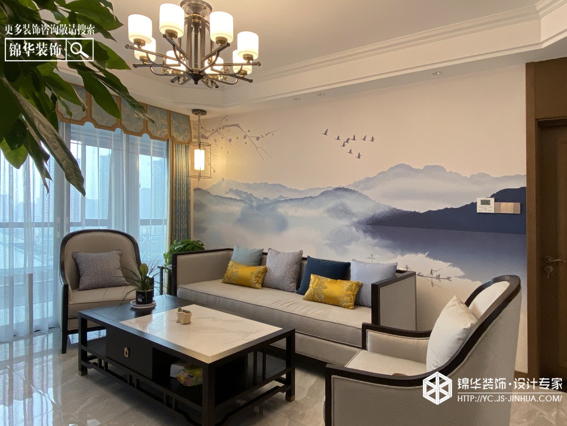 新中式风格-逸景倾城-三室两厅-135㎡装修实景效果图装修-三室两厅-新中式