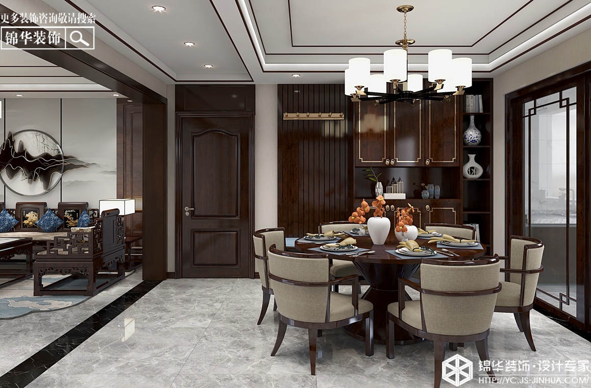 新中式-壹品仕家-三室两厅-132㎡装修实景效果图装修-三室两厅-新中式