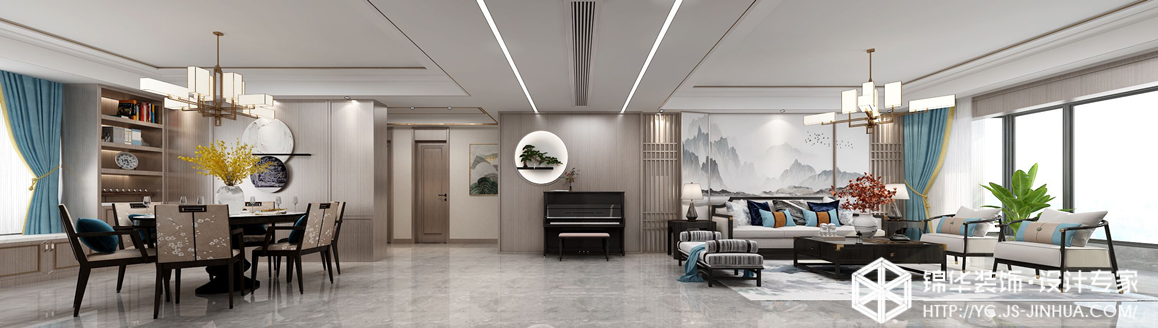新中式-天鹅丽都-四室两厅-198㎡装修实景效果图装修-四室两厅-新中式