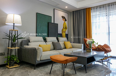 现代简约-绿地滨湖城-三室两厅-108㎡装修实景效果图