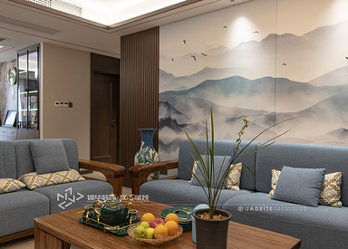 新中式风格-万达大公馆-三室两厅-135㎡装修实景效果图