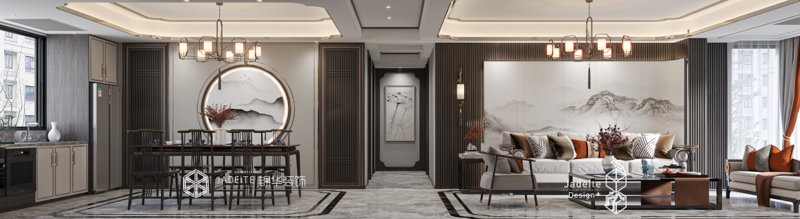 新中式-紫御天铂-四室两厅-140㎡装修实景效果图装修-四室两厅-新中式