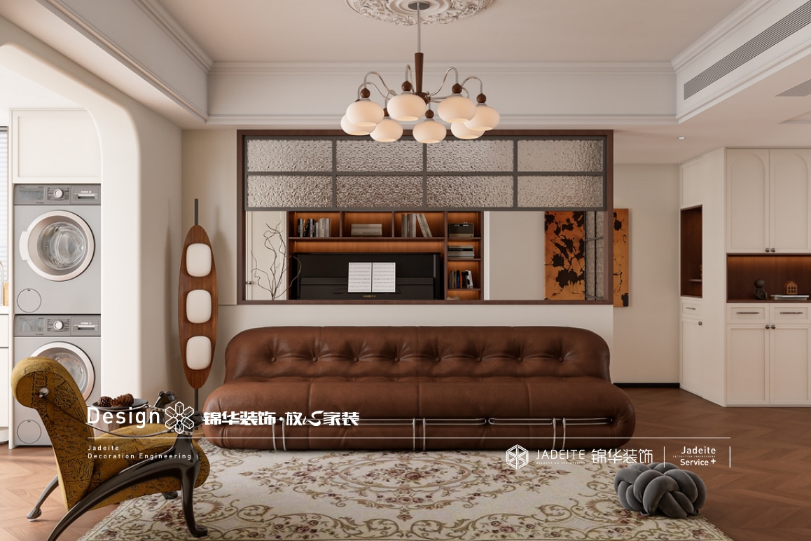 中古风-八菱华庄-四室两厅-200㎡装修实景效果图装修-跃层复式-中古
