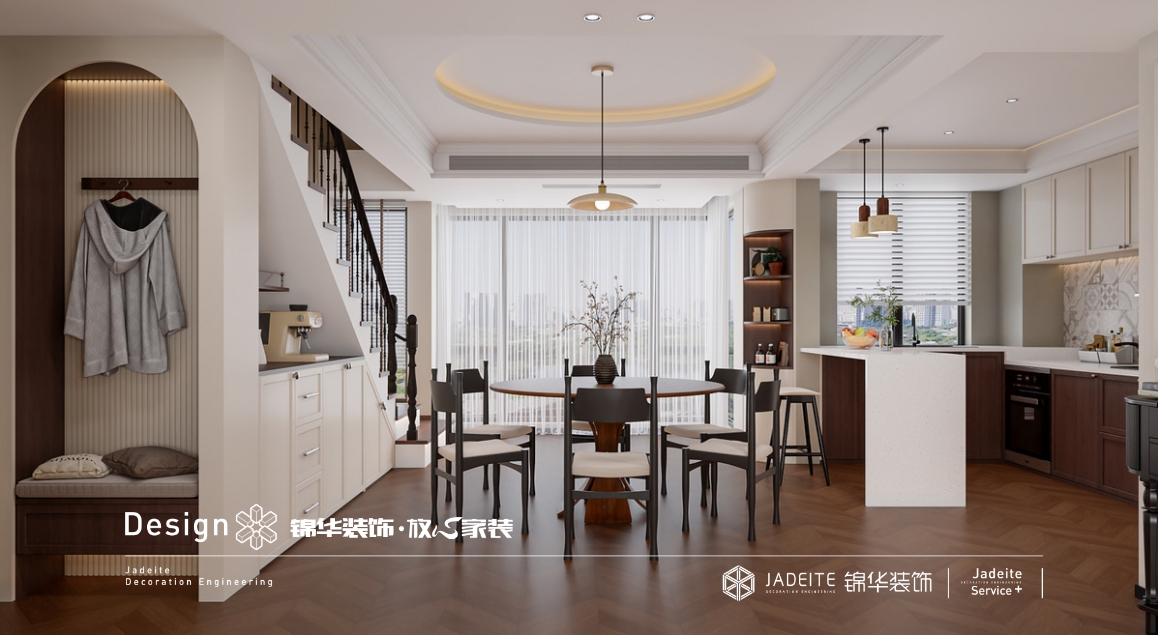 中古风-八菱华庄-四室两厅-200㎡装修实景效果图装修-跃层复式-中古
