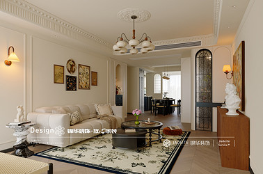 法式中古-钱江方洲-三室两厅-130㎡装修实景效果图