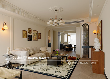 法式中古-钱江方洲-三室两厅-130㎡装修实景效果图