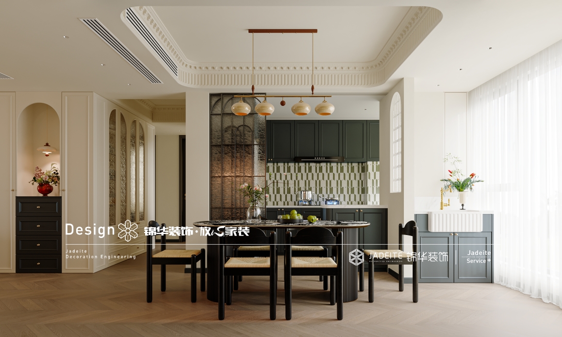 法式中古-钱江方洲-三室两厅-130㎡装修实景效果图装修-三室两厅-中古