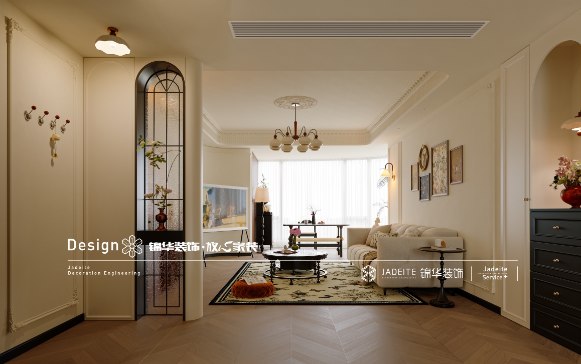 法式中古-钱江方洲-三室两厅-130㎡装修实景效果图装修-三室两厅-中古