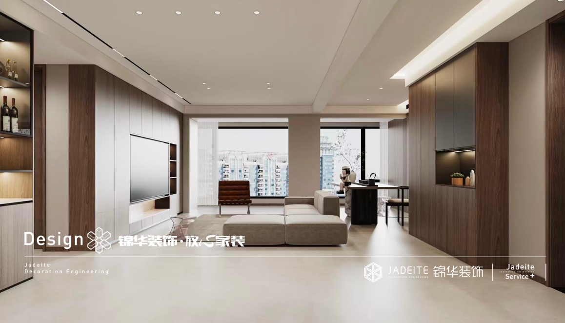 意式极简-卓越中心-三室两厅-140㎡装修实景效果图