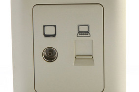 远景系列—金棕色—两位电脑电视插座