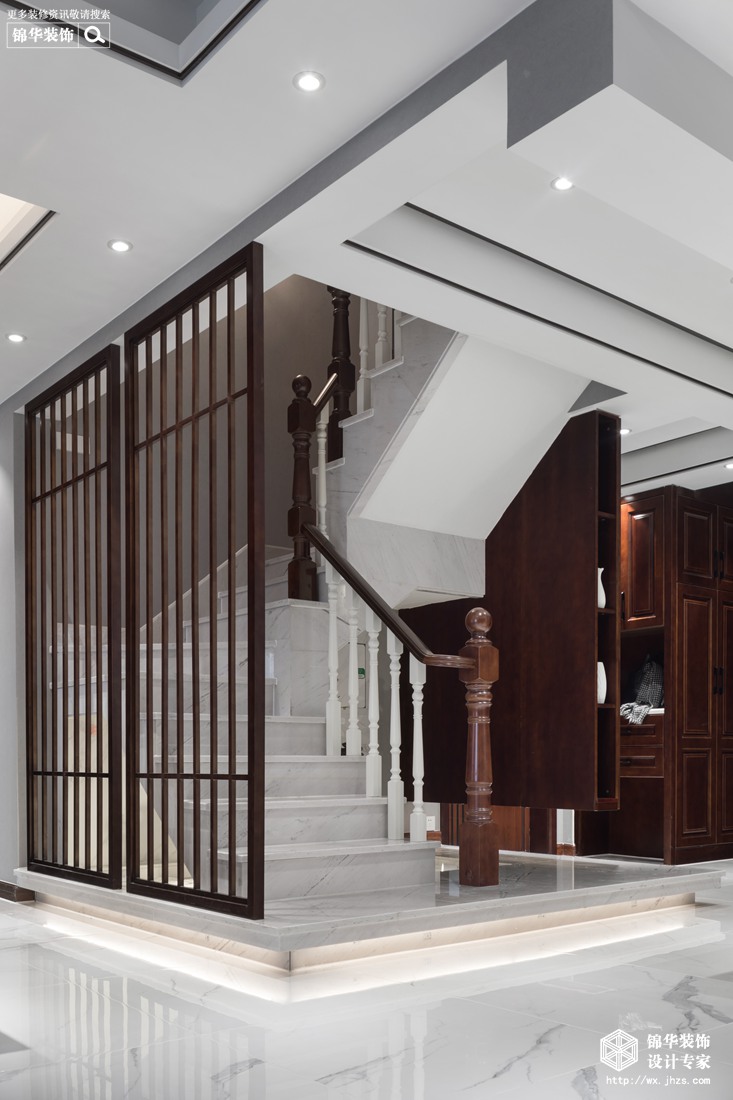 阿卡迪亚顶复 五室两厅一厨三卫新中式风格实景图（素-净）300平装修-跃层复式-新中式
