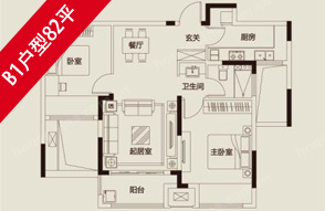 保利梧桐语B1户型82平米