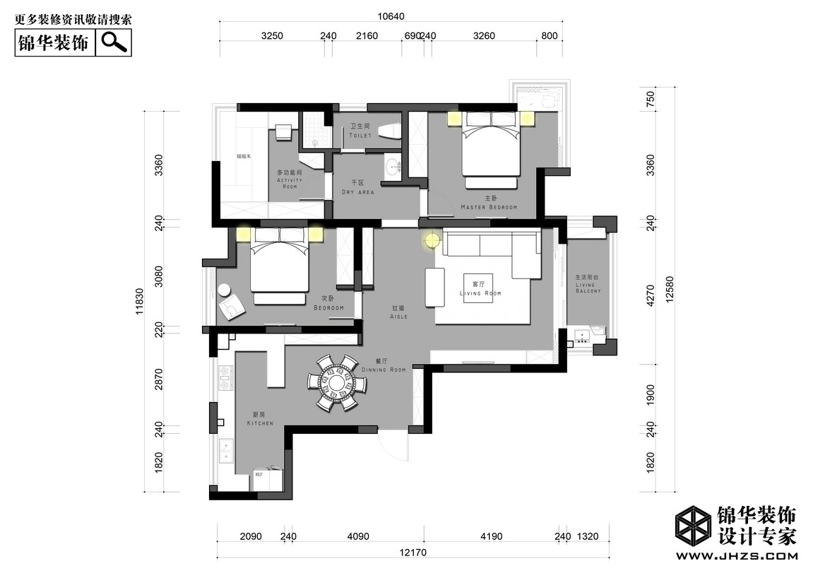 新中式-江佑铂庭-三室两厅-122平米装修-三室两厅-新中式