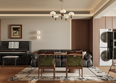 金通玫瑰园122平-中古风-装修实景